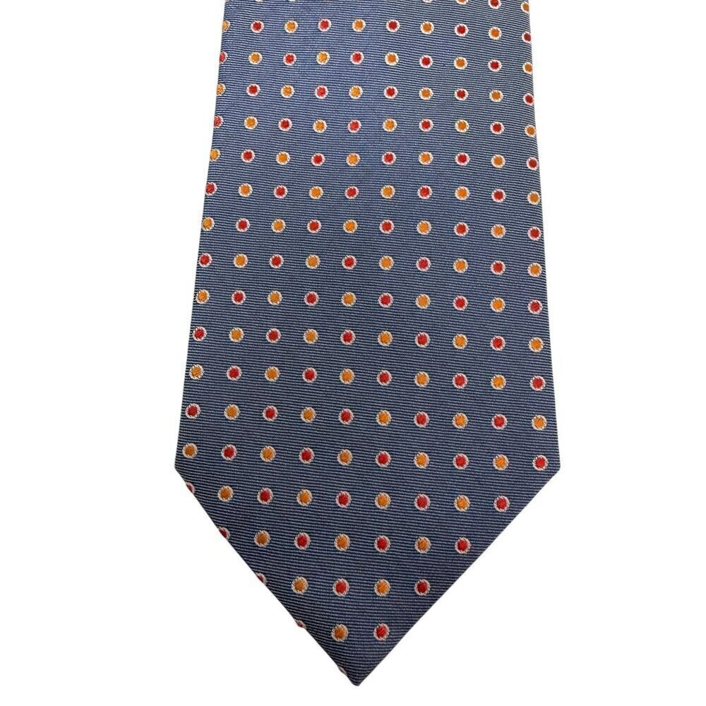 HUGO BOSS  Mens Designer Necktie Blue Dots Luxury Woven Silk Tie Narrow Italy